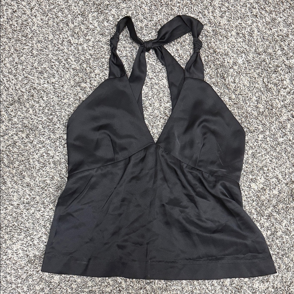 Aqua Black Halter Tank Top